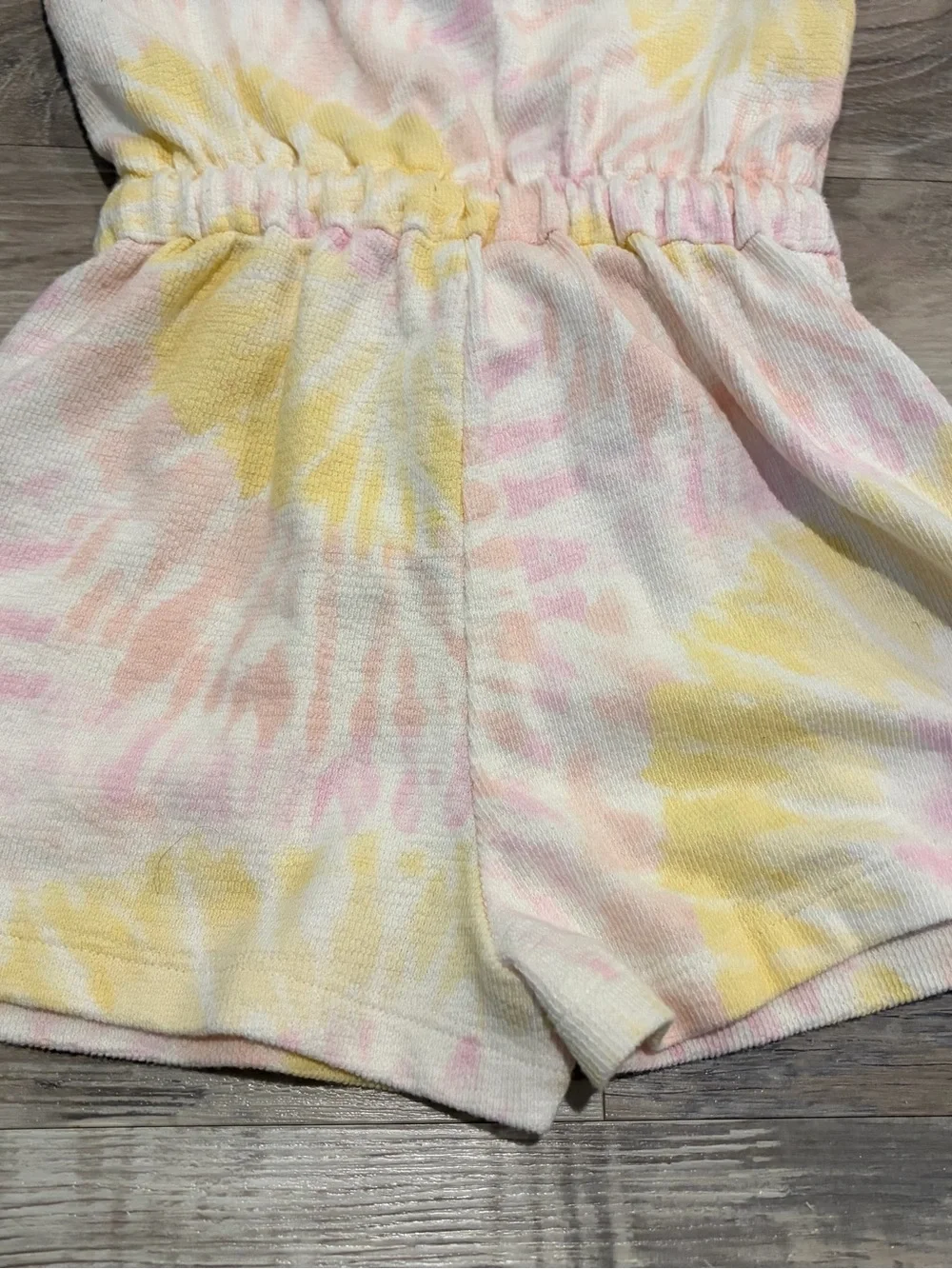 Old Navy Girls Yellow & Pink Tie-Dye French Terry Utility Romper size XS 5